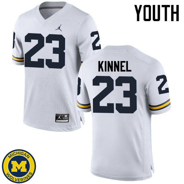 Youth Michigan Wolverines #23 Tyree Kinnel White Embroidery Jersey